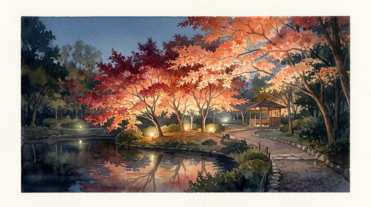 紅葉 ライト アップ 昭和記念 公園