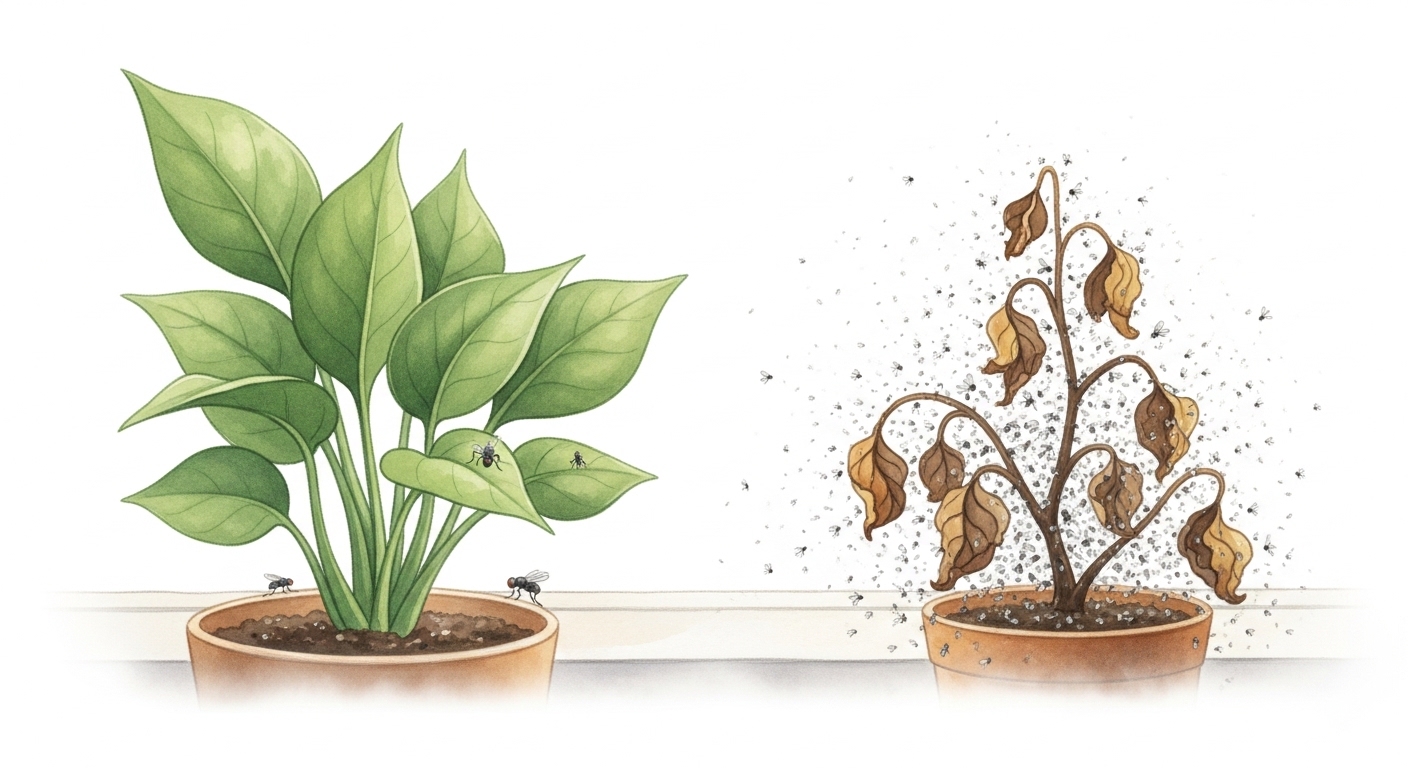 コバエを放置すると『植物が枯れる』って本当?裏に隠れた本音