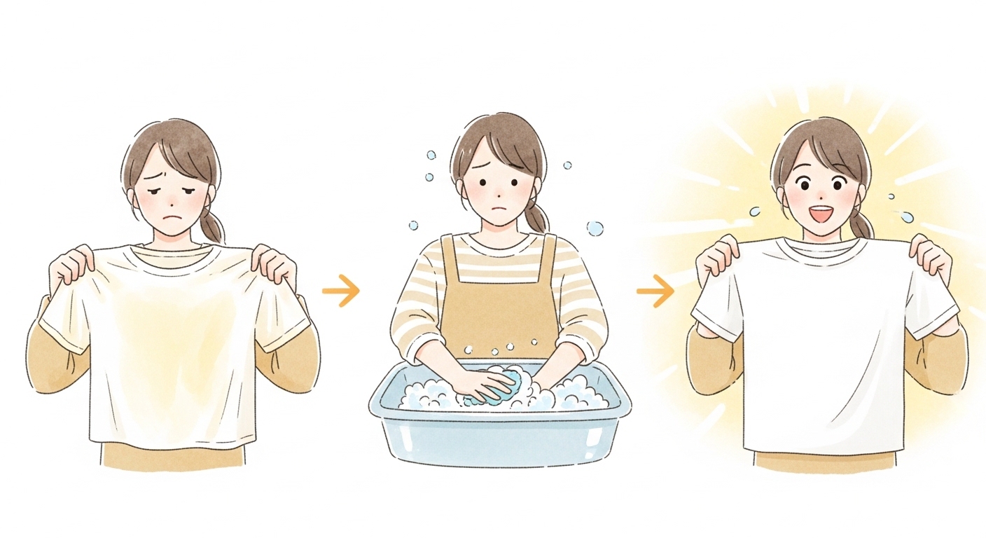 もう諦めないで！私が試して感動した「Tシャツ黄ばみ復活」3ステップ