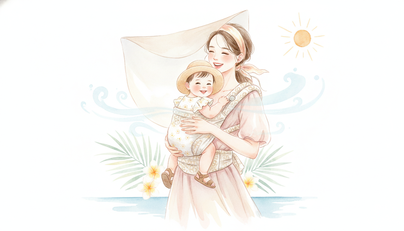 抱っこ紐での夏お出かけ、赤ちゃんが笑顔でいられる体温調節術